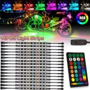16X Motorcycle Smart Color LED Lights Accent Glow Strip Remote Control for Honda
