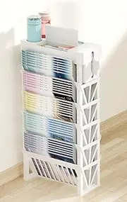 Wusheng Classroom, First-Class Book Storage Rack, Movable Desk, Storage Shelf, Book case, Book Bag, Hanging Bag, Book Stand/663(White (Double Version Without Wheels) Box with Handles)