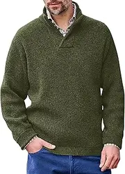 [Gsywaipei] Men's Wool Knitted Pullover Winter Solid Color Male Knits Sweaters Lapel Long Sleeve Knit Sweater