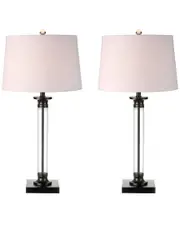 JONATHAN Y Designs Set of 2 Mason 30in Glass & Metal Table Lamps