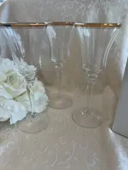 Set Of 3 Vintage Mikasa Jamestown Crystal Clear Goblet Glasses NIB