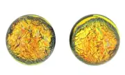 pair 6.5mm handmade dichroic glass cabochon flat black beads for crafts RELEI