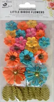 Little Birdie Renae Paper Flower 27/Pkg-Vivid Palette RENAE1-70077