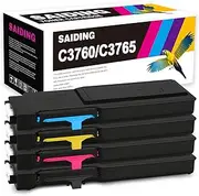 SAIDING Remanufactured Toner Cartridge Replacement for C3760 C3765 331-8429 331-8430 331-8431 331-8432 for Dell C3760dn C3760n C3765dnf Printer (4 Pack)