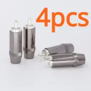 4PCS Silver Plated RCA Plugs 8mm Video Audio Connectors for HIFI Speaker Cable