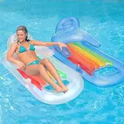 Swim Ring Airbeds Armrest Backrest Luxury Floating Row Inflatable Floating Row Floating Bed On Water Swimming Ring Toy (Color : White) LWX