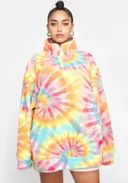 [NGOrder] Plus Tie Dye Oversized Zip Fleece