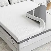Mattress Topper Twin, 3 Inch Cooling Gel Memory Foam Mattress Topper with Cooling Cover, Ventilated Hole Design with Breathable Mesh, Back Pain & Adjustable Straps, CertiPUR-US Certified