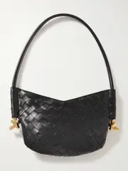 [Bottega Veneta] Bottega Veneta - Solstice Embellished Intrecciato Leather Shoulder Bag - Black - One size One size Black