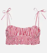 [Faithfull] Faithfull Mira gingham cotton poplin crop top AU 14 red