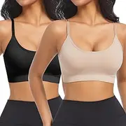 [ONEW] Sport Bra Women Wirefree Padded Bralette Seamless Yoga Bras Cami Vest Crop Top with Washable Removable Pads