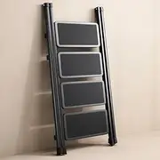 Folding Ladder Anti-Slip Platform Portable Steel Frame for Adults with Anti-Slip Pedal, Portable Sturdy Steel Ladder with Handrails