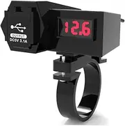 High Grade Motorcycle USB Charger with Dual Ports Digital Display for Phone Tablet and Camera Output Easy Installation Black