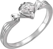 [JewelryWeb] 925 Sterling Silver Size 8 Polished Wrapped Love Heart Chastity Ring Statement-Ring for Women
