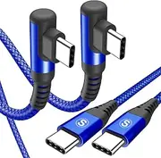 USB-C to USB-C Cable 60w [2-Pack 2M] Right Angle iPhone 16 Charger Cord Compatible with iPhone 16 15 Pro Max, MacBook iPad Pro/Air, Samsung Galaxy S25 S24 S23 S22 S21 S20 Note Flip Pixel LG Moto PS5