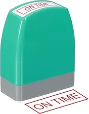 uxcell On Time Notice Stamp Self Inking, Red Ink Refillable Office Business Stamp Pre Inked Stamper, Green