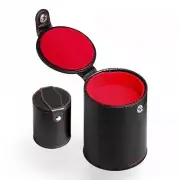 Black PU Leather Dice Cup Red Felt Lined with Storage Compartment Snap Closure