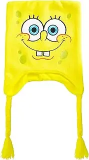 [Concept One] Spongebob Squarepants Beanie Hat, Peruvian Winter Knit Cap with Braided Tassels