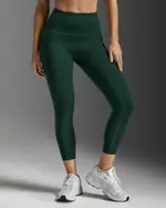 Form Stash Hi-Rise Compression 7/8 Tights with Pockets, 2XU, XL, Ever Green/Ever Green, Female