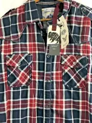Buffalo David Bitton Mens Large Long Sleeve Button Front Western Plaid Shirt New