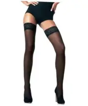 Opaque Thigh High Socks - Elegant Stockings for Women - Classic X-Large Black