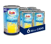 Dole 100% Juice Pineapple 46 Ounce Cans Pack of 6