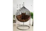 Egg Chair Hanging- Grey Basket & Brown Cushion