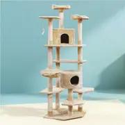 203cm i.Pet Cat Tree Tower Scratching Post Scratcher Condo Trees House Bed Beige