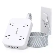 Surge Protector Power Strip with 2 USB C - 5 Ft Flat Extension Cord Flat Plug...