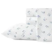 Stone Cottage Sheet Set 4-Pcs Cotton King Size Machine Washable Blue Floral