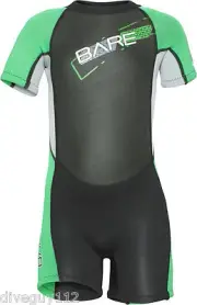 Bare Kids Tadpole WetSuit Shorty Sun Guard Swim Green All Size 2,4,6yr