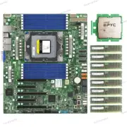 Supermicro H13SSL-N Motherboard + AMD EPYC 9754 CPU + 12* 64GB (768GB) 4800B RAM