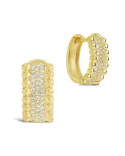 Sterling Forever 14K Plated CZ Ellerie Micro Hoops