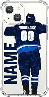 VNGDA DIY Custom Name & Number Ice Hockey Team Clear Case for iPhone 15 14 Pro Max 13 12 11 Xs Max Xr SE3 8 7 6 Plus 11 Pro Mini，with 4 Shockproof Corners Customized Transparent Case(Winnipeg)