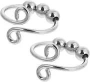 FOYTOKI 2pcs Bead Split Stress Relieveing Beaded Rings for Women Rings for Man Rings Punk Beads Rings Halloween Rings for Men Silver Alloy
