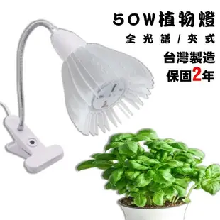 【君沛國際】植物夾燈 全光譜 LED 50瓦 夾式 植物生長燈 台灣製造 保固二年