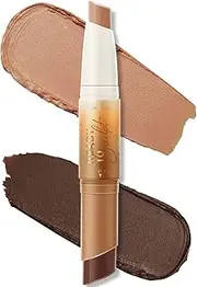 FOCALLURE 2 in 1 Cream Bronzer and Highlighter Stick,Non-greasy & Non-drying Contour Pencil,Easy to Create a Natural Matte Finishing,Long Lasting & Waterproof Face Brighten Make up Pen,SILKY CHOCOLATE