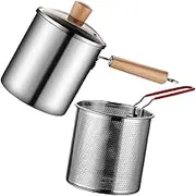 Vaguelly 1 Set Deep Frying Pot with Fry Basket Kitchen Fryer Lightweight Household Oil Pan for for Home and Restaurant Use