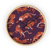 Orange and Purple Tiger Wall Clock