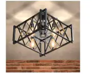 22 inch Light Ceiling Fan Low Profile Industrial Square Metal - Dimmable/Remote