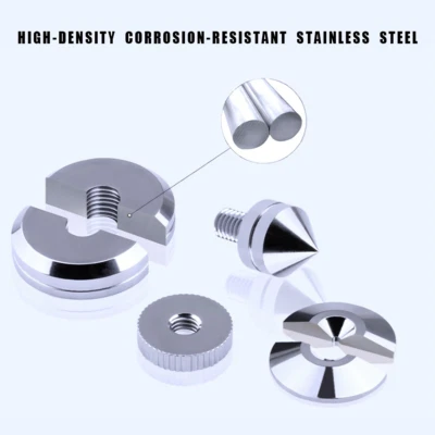 4set Adjustable HiFi Speaker Turntable Isolation Stand Feet Pad Stainless Steel