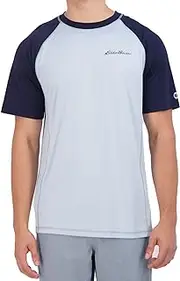 [Eddie Bauer] Mens Short Sleeve Colorblock Rashguard Shirt with UPF 40+ Sun Protection