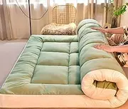 Japanese Style Foldable Futon Mattress Thickened Futon Floor Mat Full Size Microfiber Mattress Portable Double Mattress Suitable for Student Dormitories