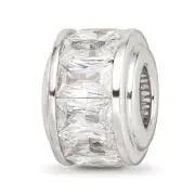 Silver Reflections Clear CZ Bead QRS3317