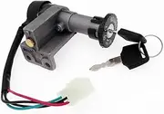 CACNPDPHZH Motorcycle 4 Pins Ignition Switch Lock Set with 2 Keys Fit for Moped Scooter 50cc 150cc GY6 Fit for Taotao Jonway Roketa Accessories
