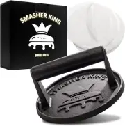 SMASHER KING™ - Premium Cast Iron Smash Burger Press incl. 25 pcs of Patty...
