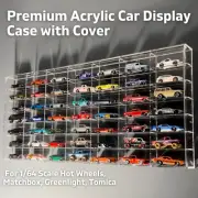 Acrylic Car Display Case with Cover Holds 49 Cars for Hot Wheels Matchbox 1/64