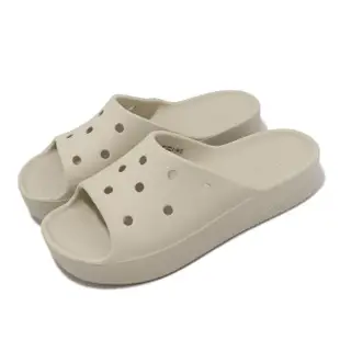 【Crocs】拖鞋 Classic Platform Slide 女鞋 米 骨白色 雲朵涼拖 厚底 卡駱馳(2081802Y2)