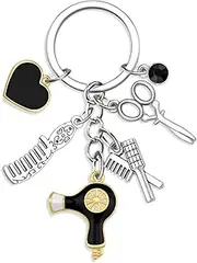 Ikacvb Cute Hair Stylist Gifts Hairdresser Keychain Gifts For Women Men Unique Hairstylist Gift Scissors Comb Charms