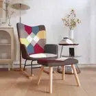 vidaXL Rocking Chair with a Stool Patchwork Fabric 2BB